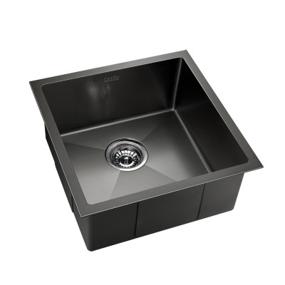 Cefito Kitchen Sink, Stainless Steel, 51x45CM, Black, Scratch-Proof, Anti-Bacterial, Easy Drainage, Sound-Deadening