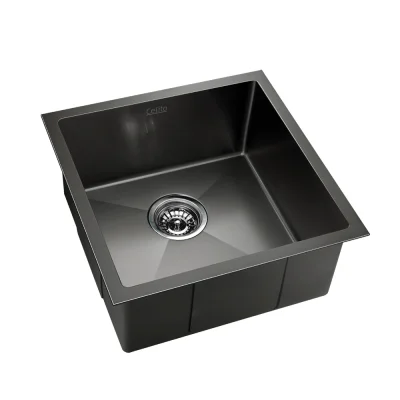 Cefito Kitchen Sink, Stainless Steel, 51x45CM, Black, Scratch-Proof, Anti-Bacterial, Easy Drainage, Sound-Deadening