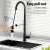 Cefito 70x45cm Stainless Steel Kitchen Sink Single Bowl Black with Pull Out Mixer Tap, R10 Corners, PVD Coating