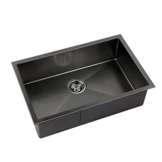 Cefito Kitchen Sink, Stainless Steel, 70x45CM, Black, Nano-Coated, Single Bowl, Scratch-Proof, Easy Drainage Design