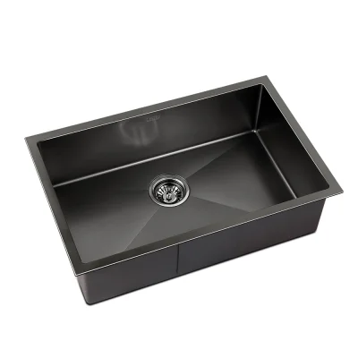 Cefito Kitchen Sink, Stainless Steel, 70x45CM, Black, Nano-Coated, Single Bowl, Scratch-Proof, Easy Drainage Design