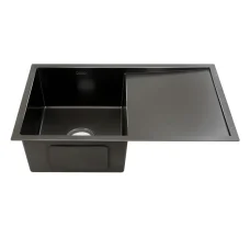 Cefito Kitchen Sink Stainless Steel 75x45cm Black Basin, R10 Corners, Scratch-Proof, Sound-Deadening, Easy Drainage