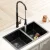 Cefito Stainless Steel Double Bowl Kitchen Sink 77x45CM with Pull Out Black Mixer Tap, R10 Corners, PVD Coated