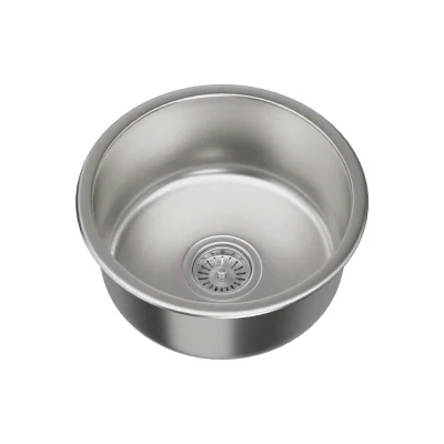 Cefito 43cm Round Stainless Steel Kitchen Sink - Heavy Duty, Satin Finish, Sound-Reducing, Multi-Mount, 5-Year Warranty