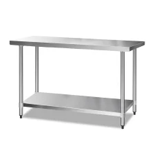Cefito 1524x610mm Heavy Duty Stainless Steel Kitchen Bench with Adjustable Shelves and Bullet Feet for Home & Commercia