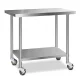 Cefito 1219x610mm Stainless Steel Kitchen Bench with Lockable Wheels, 304 Grade, Adjustable Shelf, Heavy-Duty Worktable