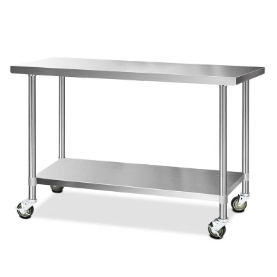 Cefito 1524x610mm Stainless Steel Kitchen Bench with 304 Grade, Adjustable Shelf, Lockable Wheels, Heavy Duty Design Cefito 1524x610mm Stainless Steel Kitchen Bench with 304 Grade, Adjustable Shelf, Lockable Wheels, Heavy Duty Design