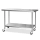 Cefito 1524x610mm Stainless Steel Kitchen Bench with 304 Grade, Adjustable Shelf, Lockable Wheels, Heavy Duty Design