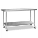 Cefito 1829x610mm Stainless Steel Kitchen Bench with Wheels - Food Grade 304, Adjustable, Heavy Duty, Lockable Castors