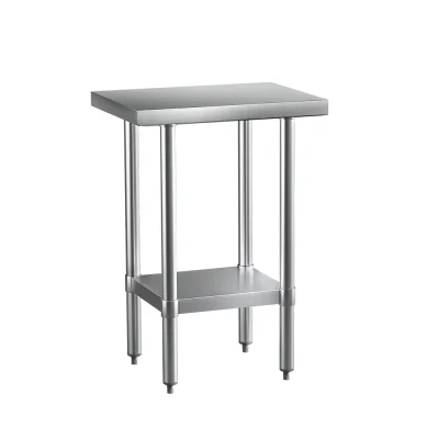 Cefito Stainless Steel Kitchen Work Bench 610x457mm - Durable 430 Steel, Adjustable Shelves & Feet, Easy Assembly