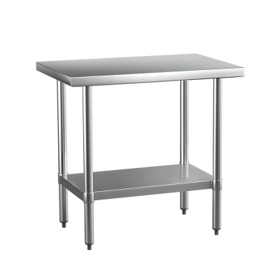 Cefito 910x610mm Stainless Steel Kitchen Work Bench - Commercial Grade 430, Adjustable Shelf & Legs, Easy Assembly
