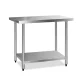 Cefito 1219x610mm Stainless Steel Kitchen Bench with Adjustable Shelving, Robust Steel Legs, and Corrosion Resistance