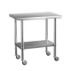 Cefito 91x61CM Stainless Steel Kitchen Work Bench with Wheels | 430 Grade Steel | Adjustable Shelf | Lockable Castors
