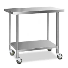 Cefito 1219x610mm Stainless Steel Kitchen Bench with Wheels – Durable, Adjustable, Portable, and Easy to Assemble