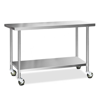 Cefito 1524x610mm Stainless Steel Kitchen Bench with Wheels | Adjustable Shelf & Feet | Durable 430 Grade Steel Cefito 1524x610mm Stainless Steel Kitchen Bench with Wheels | Adjustable Shelf & Feet | Durable 430 Grade Steel
