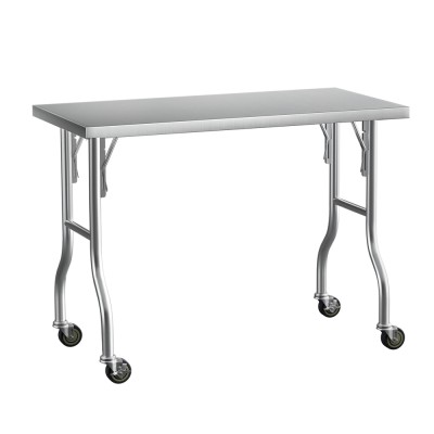 Cefito 430 Stainless Steel Kitchen Bench 122x61cm with Wheels | Foldable, Heavy Duty, Corrosion-Resistant, Easy Assembly Cefito 430 Stainless Steel Kitchen Bench 122x61cm with Wheels | Foldable, Heavy Duty, Corrosion-Resistant, Easy Assembly