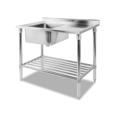 Cefito 100x60cm Stainless Steel Sink Bench - Durable 304 Stainless, Adjustable Shelf & Feet, Food Grade Finish Cefito 100x60cm Stainless Steel Sink Bench - Durable 304 Stainless, Adjustable Shelf & Feet, Food Grade Finish