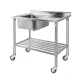 Cefito 304 Stainless Steel Sink Bench: Mobile Kitchen Workstation with Wheels, Adjustable Shelf, and 1-Year Warranty
