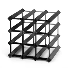 Artiss Wine Rack, Pine Wood & Steel, 12 Bottle Capacity, Black, 32x32x23.5cm, Easy Assembly, Stylish Wine Storage