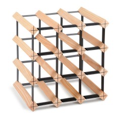Artiss Wine Rack, Solid Pine Wood & Steel, Holds 12 Bottles, Natural Finish, 32x32x23.5cm, Durable & Elegant Design