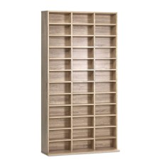 Artiss Bookshelf CD/DVD Storage Rack, Oak - Adjustable Shelves, Holds 1116 CDs/528 DVDs, Eco-Friendly Particle Board Artiss Bookshelf CD/DVD Storage Rack, Oak - Adjustable Shelves, Holds 1116 CDs/528 DVDs, Eco-Friendly Particle Board