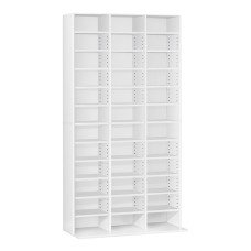 Artiss Bookshelf CD/DVD Storage Rack - White, Adjustable Particle Board, Holds 1116 CDs/528 DVDs, 102x23.5x194.5cm Artiss Bookshelf CD/DVD Storage Rack - White, Adjustable Particle Board, Holds 1116 CDs/528 DVDs, 102x23.5x194.5cm