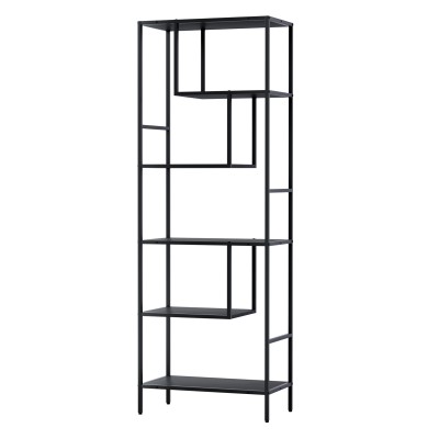 Artiss Bookshelf 5-Tier Display Shelf, Metal & Particle Board, Black, 60x33x171 cm, Industrial Design, Easy Assembly