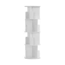 Artiss Bookshelf 4 Tiers Particle Board White 40x40x130cm - Edie Rotating Display Shelf for Home & Office