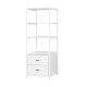 Artiss 152CM White Bookshelf Display Shelf with 2 Drawers, Metal Frame, Easy Assembly, Anti-Tip Kit, 3-Tier Storage