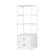 Artiss 152CM White Bookshelf Display Shelf with 2 Drawers, Metal Frame, Easy Assembly, Anti-Tip Kit, 3-Tier Storage