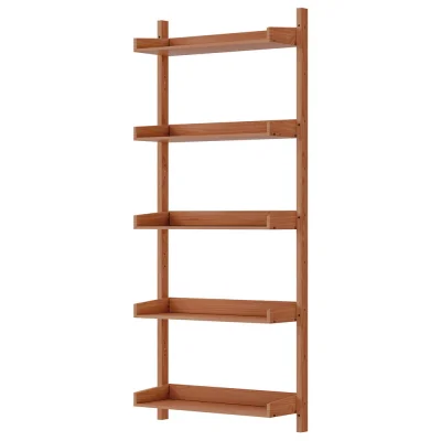 Artiss Floating Bookshelf, MDF 5-Tier, Oak, 77.5x25x180cm, Contemporary Display Shelf, Easy Assembly, Adjustable