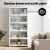 Artiss 5-Tier White Display Cabinet Bookshelf - Bamboo Frame, Acrylic Panels, 78.5x32x172cm, Magnetic Closure, Anti-Tip