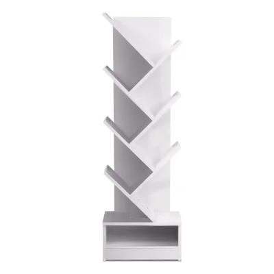 Artiss Tree Bookshelf, 7-Tier, Particle Board, 40x19.5x124cm, White - Stylish, Functional Display Unit