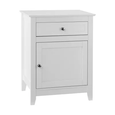Artiss Gustav White Bedside Cabinet - E1 MDF, 48x38x53.5cm, Smooth Drawer & Sturdy Legs, Ample Storage, Easy Assembly