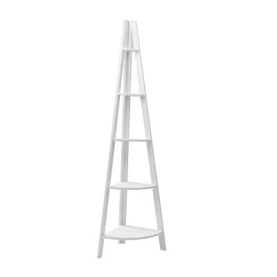 Artiss 5-Tier Corner Ladder Bookshelf - White MDF, 180cm, Non-Toxic Paint, Space-Saving Design, Easy Assembly