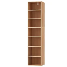 Artiss Bookshelf, 7-Tier, Pine Finish, 33x30x150cm, Adjustable Shelves, Anti-Tip Kit, Easy Assembly, Stylish Storage
