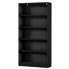 Artiss Bookshelf 5 Tiers Particle Board Black 110x40x170cm - Elegant Storage & Display with Adjustable Shelves