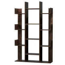 Artiss Tree-Shaped Bookshelf, 12mm Particle Board, Walnut, 86x25x140cm, Industrial Style, Easy Assembly, 1-Year Warranty