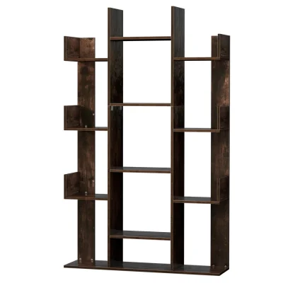 Artiss Tree-Shaped Bookshelf, 12mm Particle Board, Walnut, 86x25x140cm, Industrial Style, Easy Assembly, 1-Year Warranty