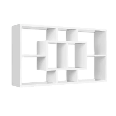 Artiss Floating Wall Shelves Bookshelf, 15mm Particle Board, 85x16x48cm, White, 8 Compartments, Home Office Decor