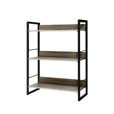 Artiss Bookshelf 3 Tiers, Engineered Wood & Metal, 70.5x30x90cm, Black & Oak, Modern Display Shelf, Easy Assembly