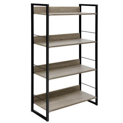 Artiss Bookshelf 4 Tiers, Engineered Wood & Metal, 70.5x30x125cm, Black & Oak, Modern Display Shelf, Durable & Stylish Artiss Bookshelf 4 Tiers, Engineered Wood & Metal, 70.5x30x125cm, Black & Oak, Modern Display Shelf, Durable & Stylish