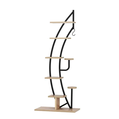 Artiss Plant Stand 6-Tier Ladder Shelf, E2 Particle Board, Black, 60x30x155cm, Indoor Outdoor Space-Saving Design