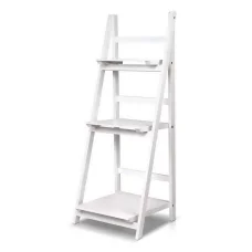 Artiss ZANE White 3-Tier Ladder Bookshelf: Freestanding or Wall-Mounted, Sleek Design, Eco-Friendly Finish