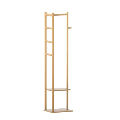 Artiss Bamboo Clothes Rack Airer Coat Stand, 3-in-1, 38x30x155cm, Sturdy Bamboo with Hanging Rail & Storage Shelf
