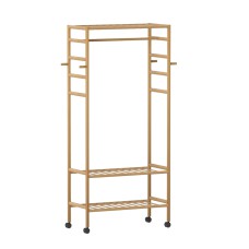 Artiss 169cm Bamboo Clothes Rack Wardrobe Coat Stand with Hanging Rail, Side Hooks, and 360° Lockable Wheels Artiss 169cm Bamboo Clothes Rack Wardrobe Coat Stand with Hanging Rail, Side Hooks, and 360° Lockable Wheels