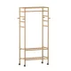 Artiss 169cm Bamboo Clothes Rack Wardrobe Coat Stand with Hanging Rail, Side Hooks, and 360° Lockable Wheels