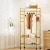 Artiss 169cm Bamboo Clothes Rack Wardrobe Coat Stand with Hanging Rail, Side Hooks, and 360° Lockable Wheels