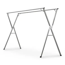 Artiss Adjustable Foldable Clothes Rack, Double Rail, Stainless Steel, 21 Hooks, Indoor/Outdoor, 143-239cm, Silver