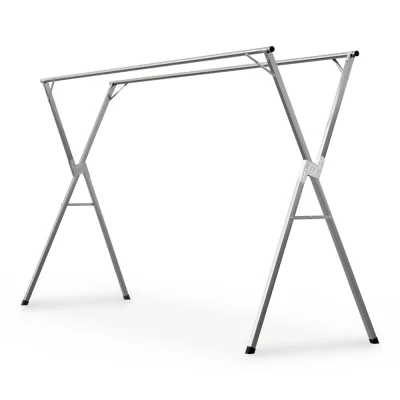 Artiss Adjustable Foldable Clothes Rack, Double Rail, Stainless Steel, 21 Hooks, Indoor/Outdoor, 143-239cm, Silver